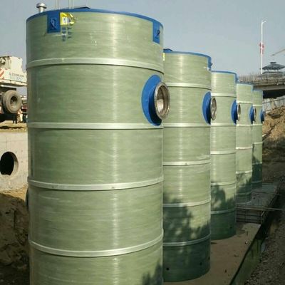 Integrated Precast Sewage Pump Station Material On FRP With Elevator And Piping