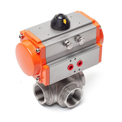 Good price Pneumatic three-way flanged ball valve L type  T type online